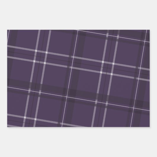 Kühner, moderner lila karierter Urlaub Geschenkpapier Set (Vorderseite)