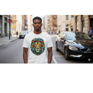 Kühner Mosaik-Löwenkopf – Lebendiger künstlerische T-Shirt