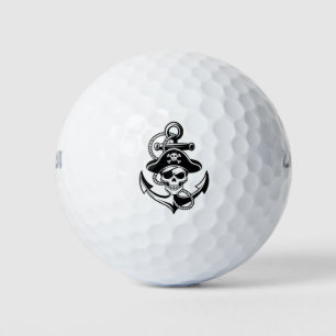 Kühner Piratenschädel und Anker – Maritimes Design Golfball