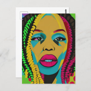 Kühner Pop Art-African American Woman mit Locs Postkarte