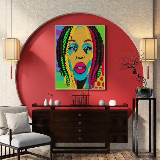 Kühner Pop Art African American Woman with Locatio Poster