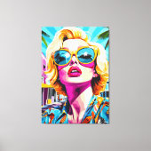 Kühner Pop Kunst Portrait der glamourösen Frau Leinwanddruck (Vorderseite)