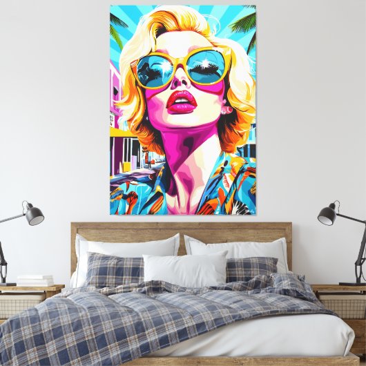 Kühner Pop Kunst Portrait der glamourösen Frau Leinwanddruck (Insitu (Schlafzimmer))