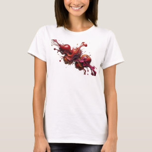 Kühner roter abstrakter Apfel-Mode-Druck T-Shirt