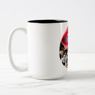 Kühner Roter Kaffee mit Lippen und Zunge Zweifarbige Tasse