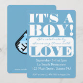 Kühner Schriftart Es ist ein Junge! Duscheinladung Einladung (Vorne/Hinten)
