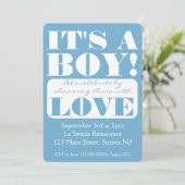 Kühner Schriftart Es ist ein Junge! Duscheinladung Einladung (Stehend Vorderseite)