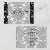 kühner, schwarzer Damast auf weiß Begleitkarte (Vorne/Hinten)