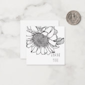 Kühner Single Sonnenblume Danke Monogram Blank Mitteilungskarte (Vorderseite/Rückseite Beispiel)