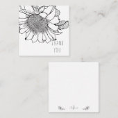 Kühner Single Sonnenblume Danke Monogram Blank Mitteilungskarte (Vorne/Hinten)