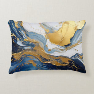 Kühner Spritzer aus Gold und Blau Dekokissen