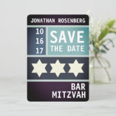 Kühner Star von David Bar Mitzvah Save the Date (Stehend Vorderseite)