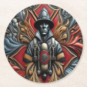 Kühner Tribut an mutige Feuerwehrleute Runder Pappuntersetzer (Vorderseite)