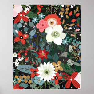 Kühner Verrückter Bunter Blumen- Dunkler Schicker  Poster