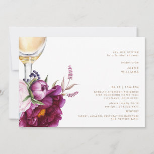 Kühner Wein Floral Champagner Moderne Brautparty Einladung