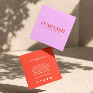 Kühner Wimpernstylist Minimalistisches Rosa/Rot Quadratische Visitenkarte