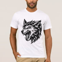Kühner Wolfskopf, fett, Schwarz-Weiß, Alpha-Wolf