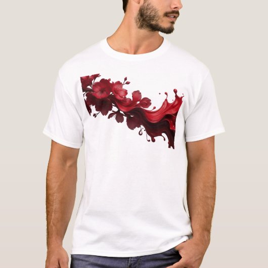 Kühnes ABSTRACTES BLUMEN Kunst Design T-Shirt (Vorderseite)