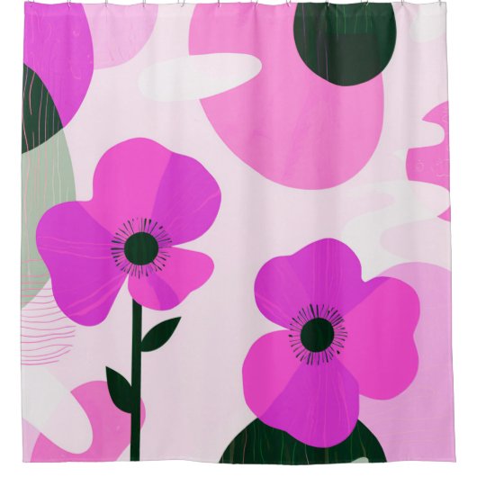 Kühnes abstraktes Blumenmuster Duschvorhang (Vorderseite)