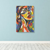 Kühnes Abstraktes Portrait - Kunst des Expressioni Leinwanddruck (Insitu (Holzboden))