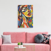 Kühnes Abstraktes Portrait - Kunst des Expressioni Leinwanddruck (Insitu (Wohnzimmer))