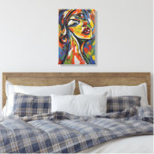 Kühnes Abstraktes Portrait - Kunst des Expressioni Leinwanddruck (Insitu (Schlafzimmer))