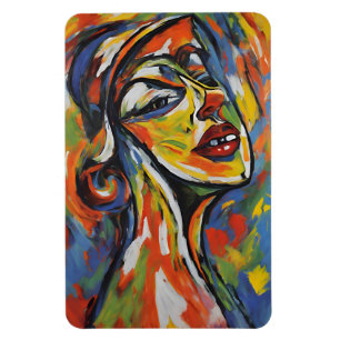 Kühnes Abstraktes Portrait - Kunst des Expressioni Magnet