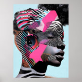 Kühnes Abstraktes Portrait mit lebendigen Mustern Poster (Vorne)