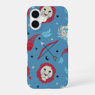 Kühnes Blau Zodiac iPhone 16 Hülle