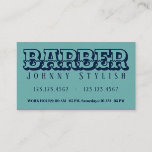 Kühnes, blaues, zweifarbiges Vintage-Barber-Design Visitenkarte