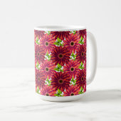 Kühnes Blumenmuster mit Schmetterlingen | Lebendig Kaffeetasse (VorderseiteRechts)
