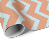 Kühnes Chevron-Design: Orange und Hellblau gestrei Geschenkpapier (Rolleneckpunkt)