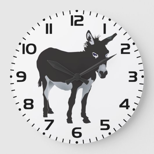 Kühnes Donkey-Silhouette Große Wanduhr (Vorderseite)