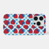 Kühnes Erdbeer-Karo-Muster iPhone Hülle (Rückseite (Horizontal))