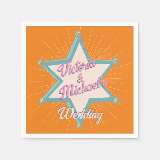 Kühnes farbiges Cowboy-Western Sheriffs Abzeichen Serviette (Vorderseite)