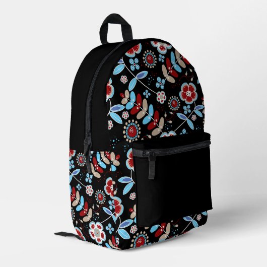 Kühnes florales Muster Bedruckter Rucksack (Rückseitige Ecke links)