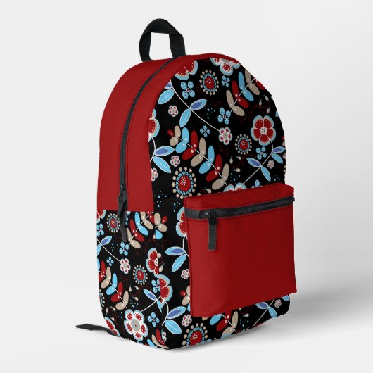 Kühnes florales Muster Bedruckter Rucksack (Rückseitige Ecke links)