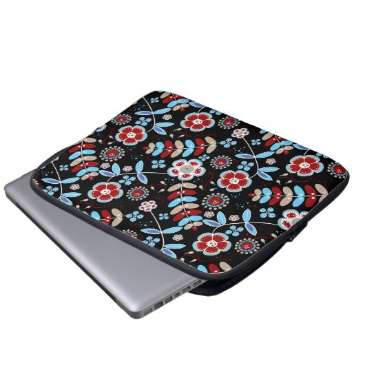 Kühnes florales Muster Laptopschutzhülle (Vorne Knopf)