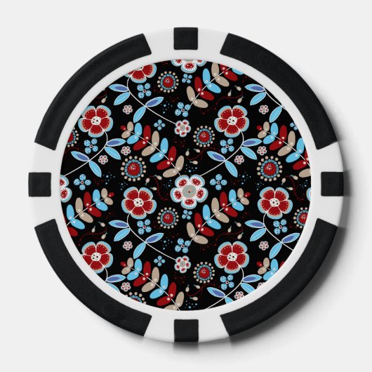 Kühnes florales Muster Pokerchips (Vorderseite)