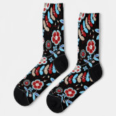 Kühnes florales Volksmuster Socken (Linkes Detail)