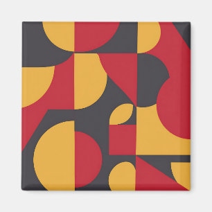 Kühnes geometrisches Muster in Rot, Gelb und Grau  Magnet