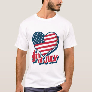 Kühnes Herz 4. Juli American Flag T - Shirt   USA