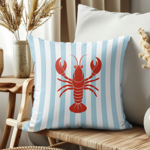 Kühnes Hummer- und Blau gestreiftes Ozean-Strand-D Kissen