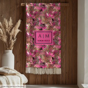 Kühnes Magenta Wasserfarbe Leopard Custom Decke