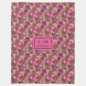 Kühnes Magenta Wasserfarbe Leopard Custom Decke (Vorderseite)