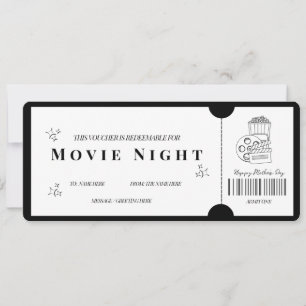 Kühnes Minimalistisches Filmabend-Gutschein Einladung