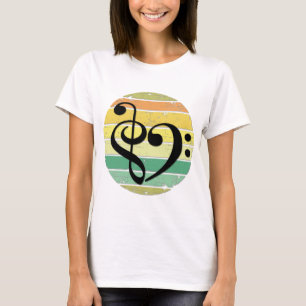 Kühnes musikalisches Herz über retro Sonnenunterga T-Shirt