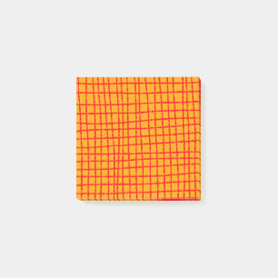 Kühnes Orange- und Rotkaromuster Stylisch Post-it Klebezettel