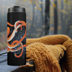 Kühnes orangefarbenes hypnotisierendes Octopus-Man Thermosbecher