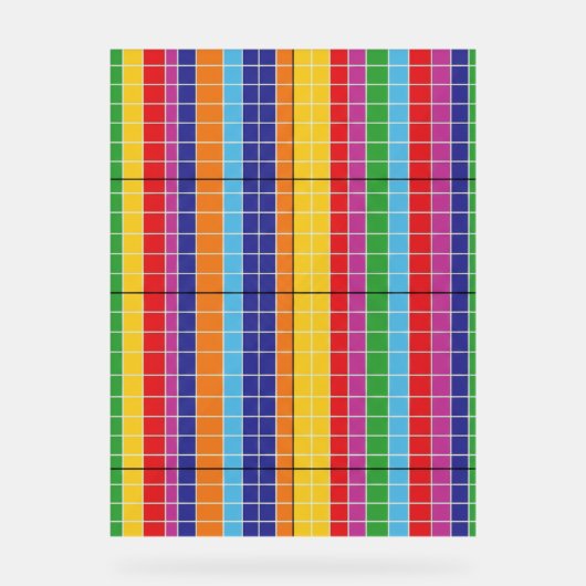 Kühnes Regenbogenraster-Muster Modernes Kunstposte Acrylschild (Vorderseite)